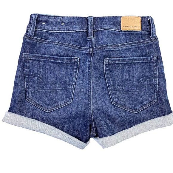 American Eagle Next Level Stretch Super Hi-Rise Shortie Cut Off Shorts Size 0 - Picture 2 of 10